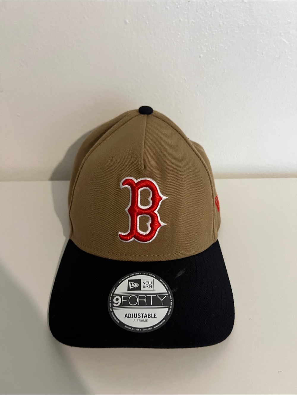 New Era Tan Crown Black Brim Boston B Baseball Cap
